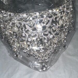 Dazzling Silver and Pearl with rhinestoned tiara. Perfect for bridal/prom